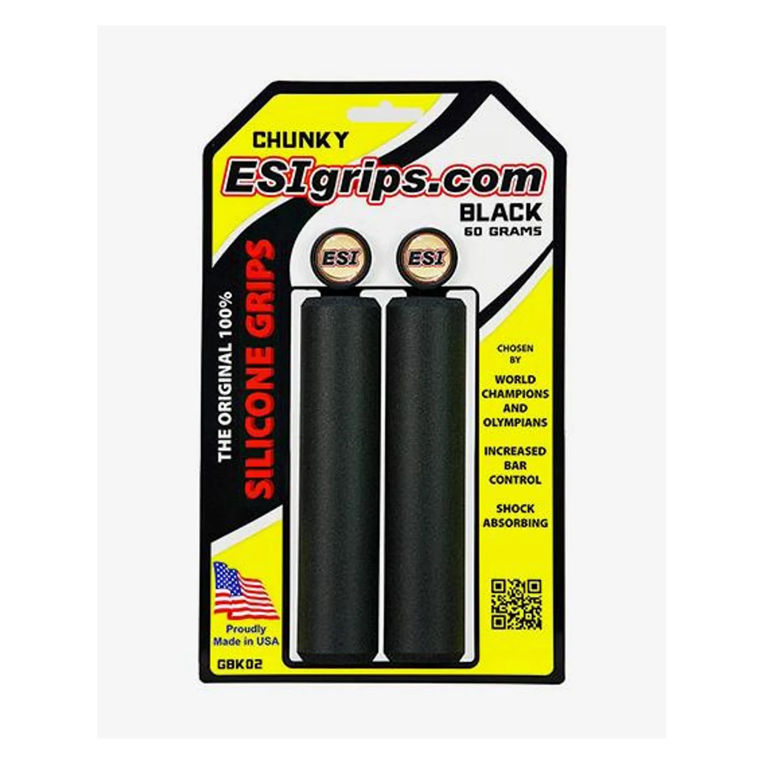 Puños ESI Grips Chunky de silicona en color negro (blíster)