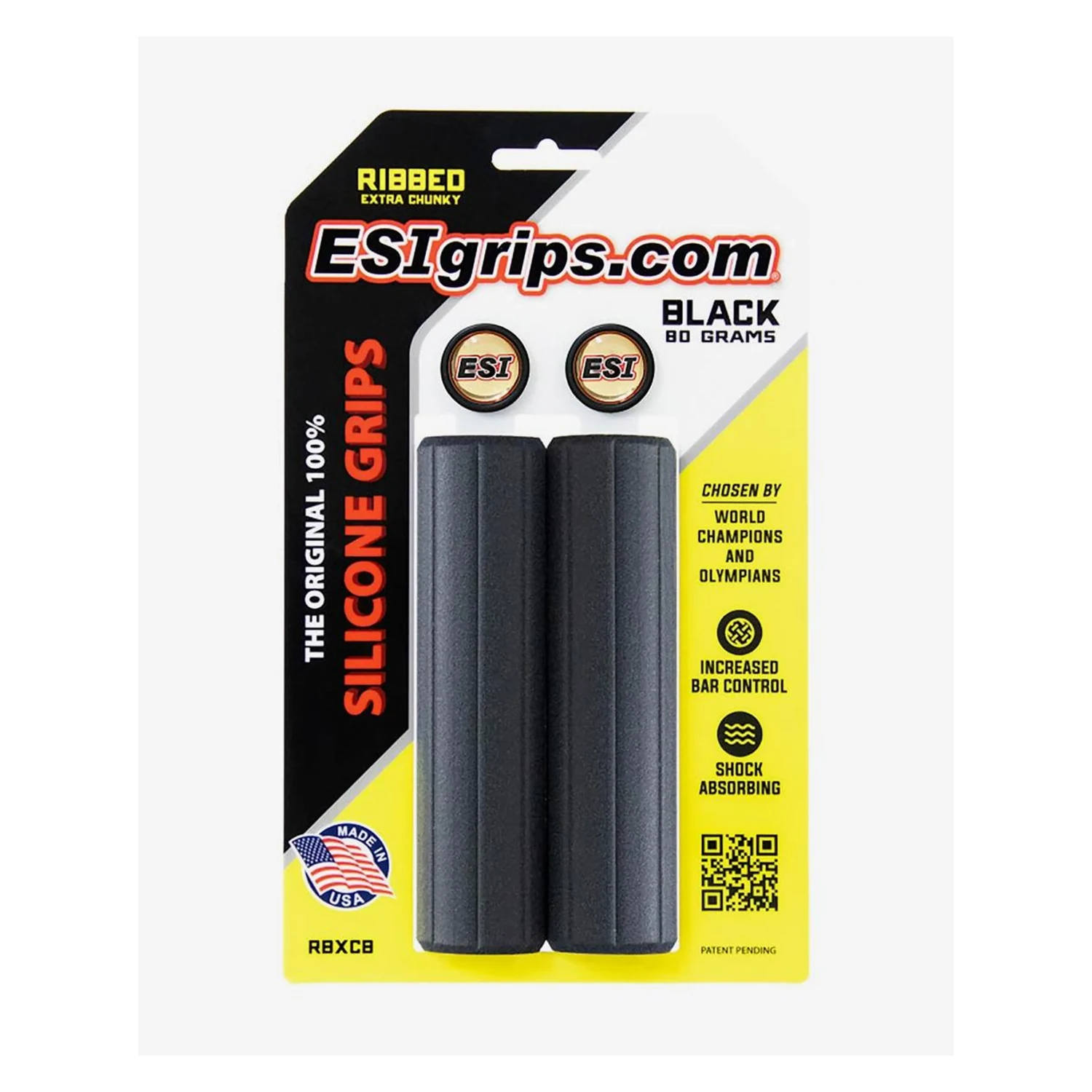 Puños ESI Grips Chunky Ribbed de silicona en color negro (blíster)